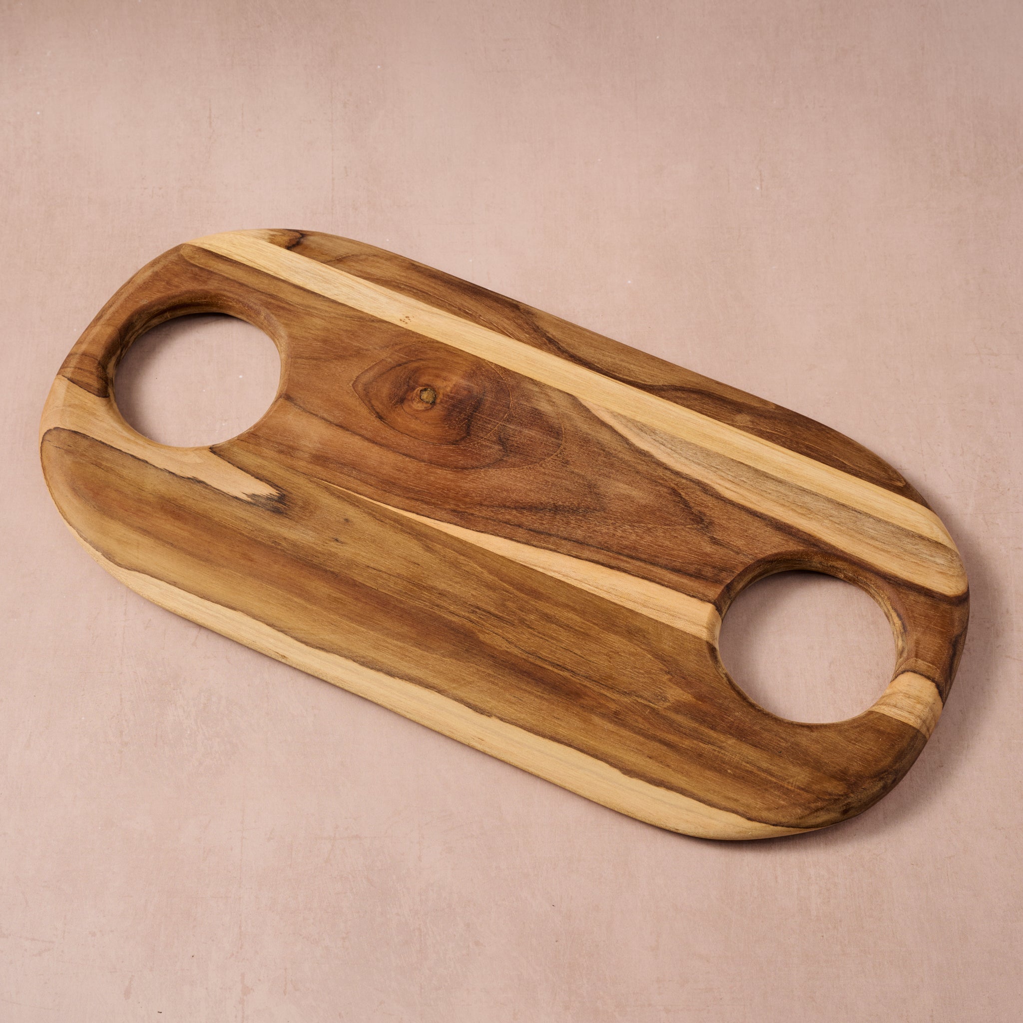 Long Wooden Serving Board with Inset Wells | Natural Wood Sharing & Display Board