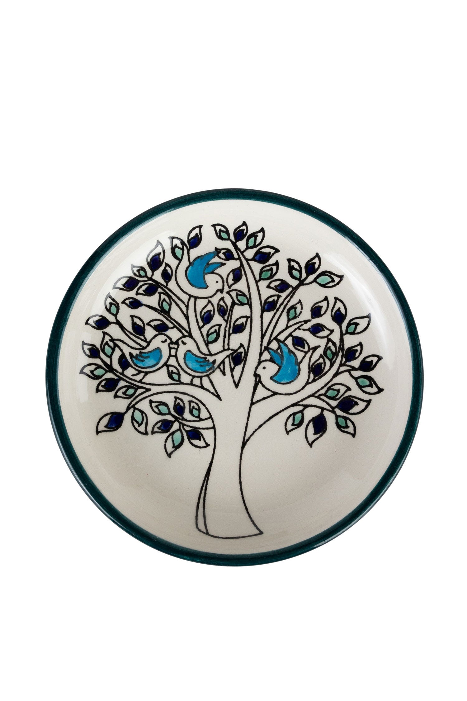 Tree Motif Ceramic Sharing Dish | Hand-Decorated Small Serving Plate