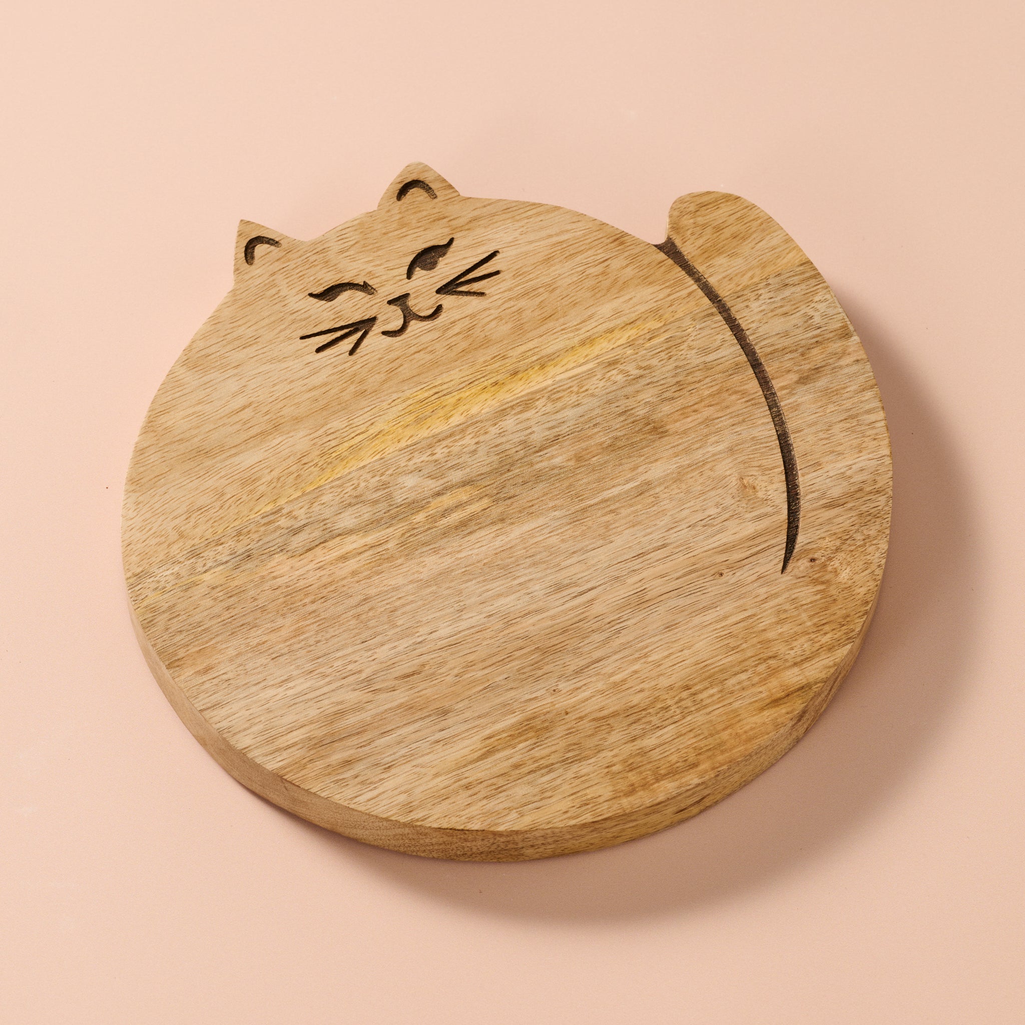 Cat-Shaped Wooden Serving Board | Playful Wood Display & Sharing Board