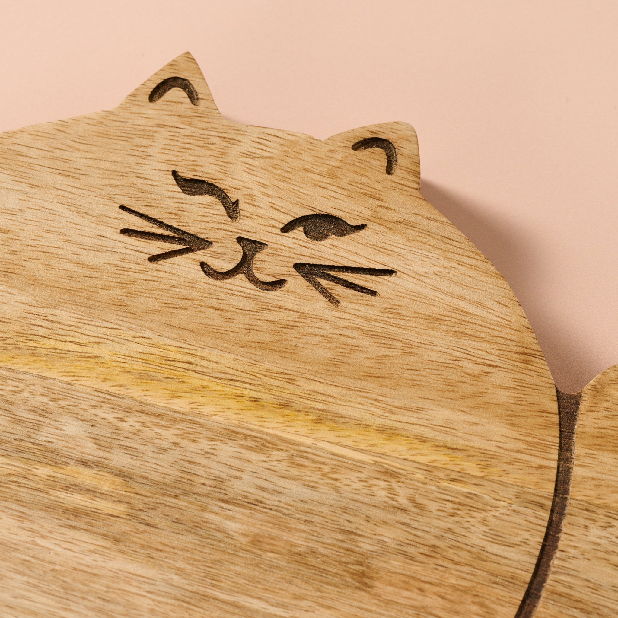 Cat-Shaped Wooden Serving Board | Playful Wood Display & Sharing Board