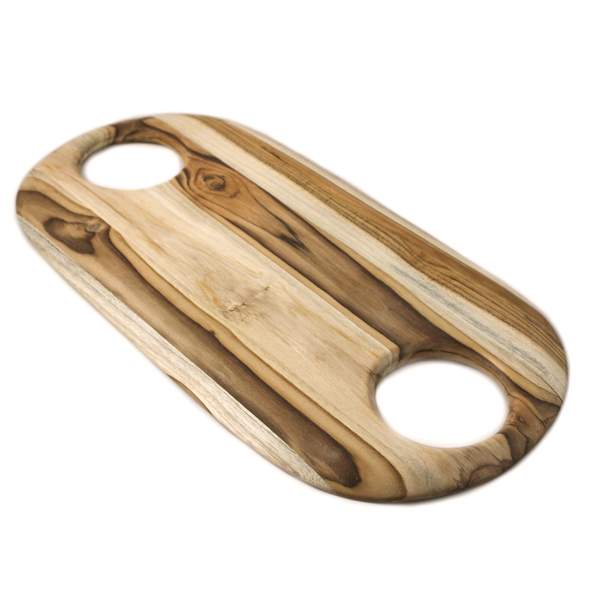Long Wooden Serving Board with Inset Wells | Natural Wood Sharing & Display Board